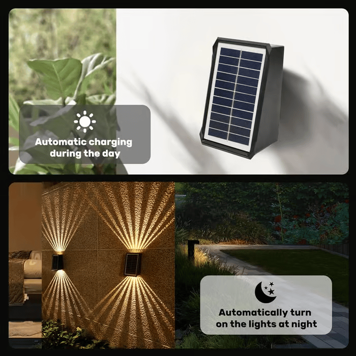 BrightRay – Lampes murales solaires à 4 LED pour l'extérieur