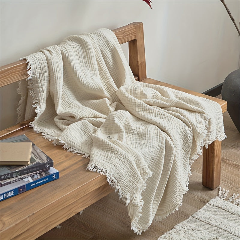 SOFTCLOUD – Couverture en Crêpe de Coton à 4 Couches pour un Confort Quotidien Respirant