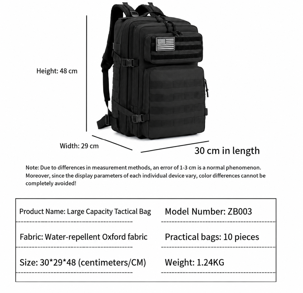 Sac à dos tactique extérieur 35L avec système Molle et rangement pour ordinateur portable