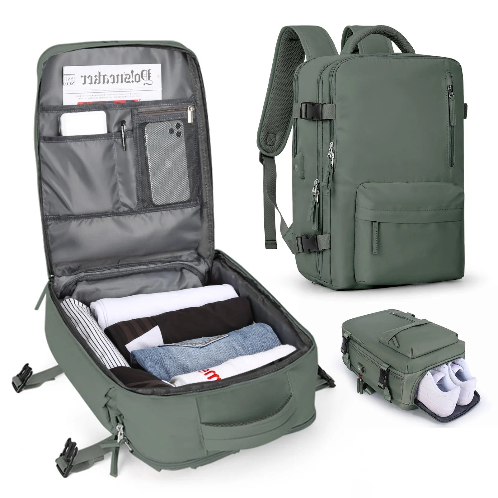 Grand sac de voyage pour femmes, sac à dos de randonnée imperméable – 35L multifonction