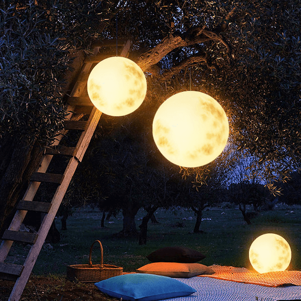 Lampe de Jardin en Forme de Lune - Éclairage d'Extérieur Ambiance