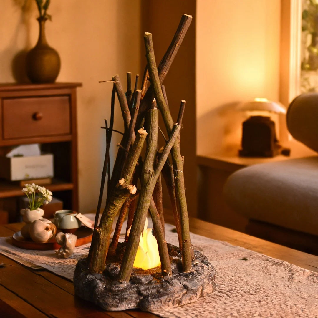 GlowWood™ | Chaleur rustique confortable avec lumière d'ambiance apaisante