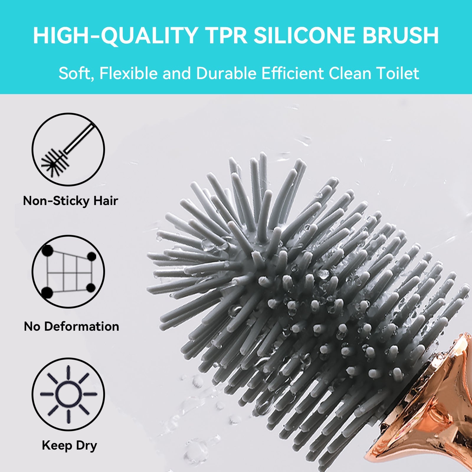 BATHORIA - Brosse de Nettoyage de Salle de Bain Moderne avec Support Durable