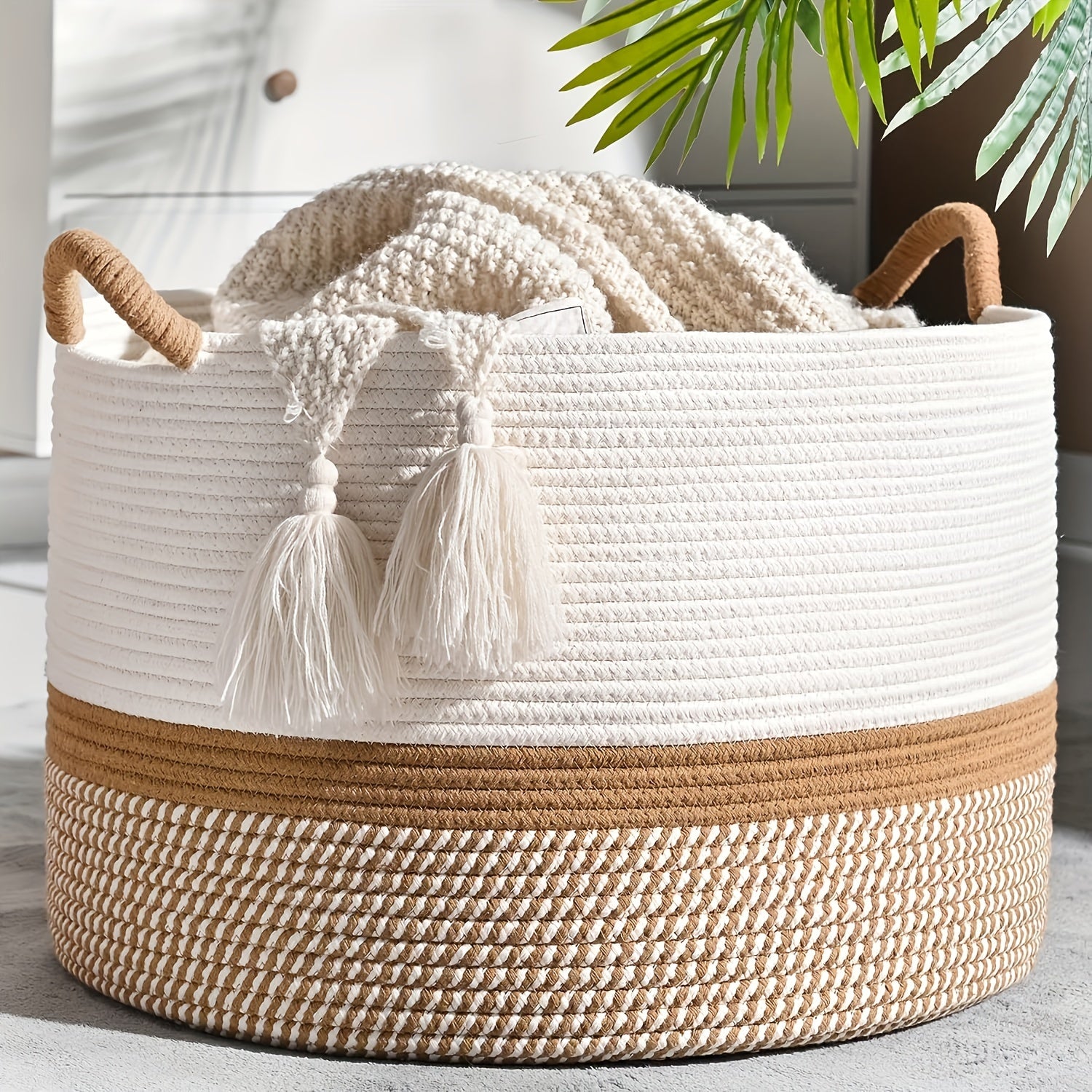Panier de Rangement en Coton Boho - Solution Élégante et Pratique