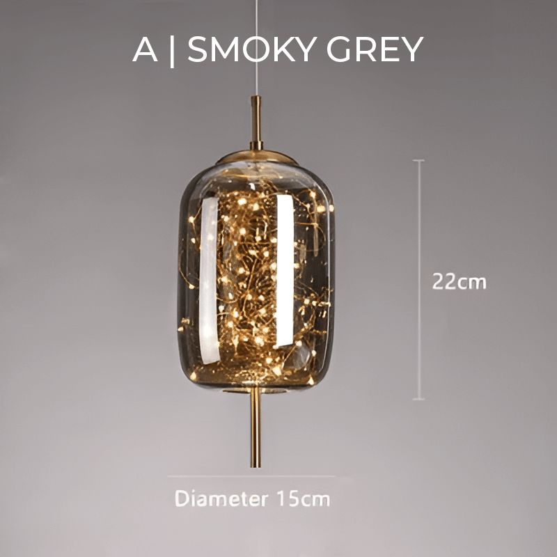 Lustre en Verre Brun avec Plusieurs Lumières