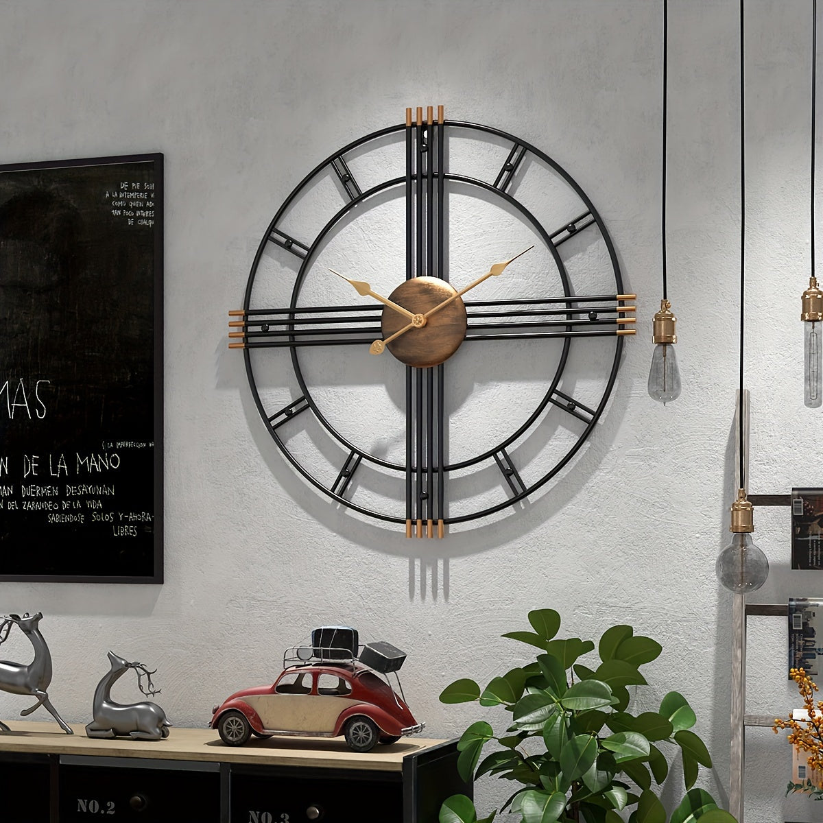 CASAELIX – Horloge Murale Croisée Minimaliste Moderne avec Cadre Géométrique Structuré et Mouvement Silencieux