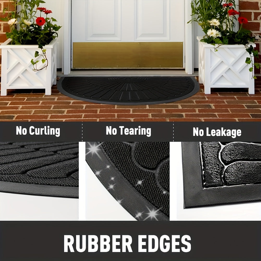 Tapis de Porte en Caoutchouc Durable - Design Arrondi pour Intérieur et Extérieur