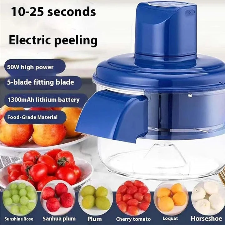 Éplucheur de fruits automatique | Rechargeable & Acier inoxydable | Moteur de 50W & Lame de précision | Épluchage rapide & propre