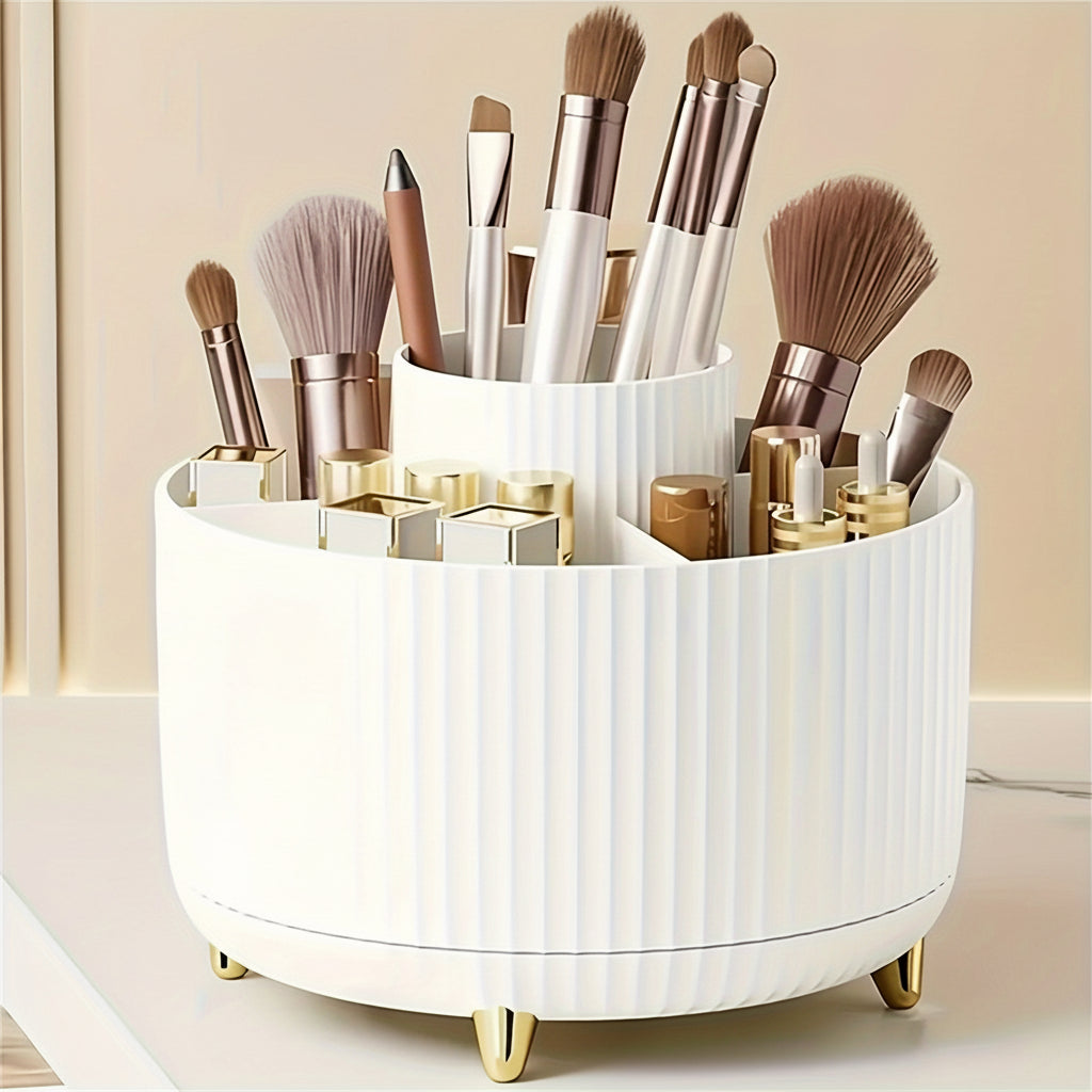 ELEGANZA - Rangement de maquillage rotatif en plastique 360° avec 5 sections