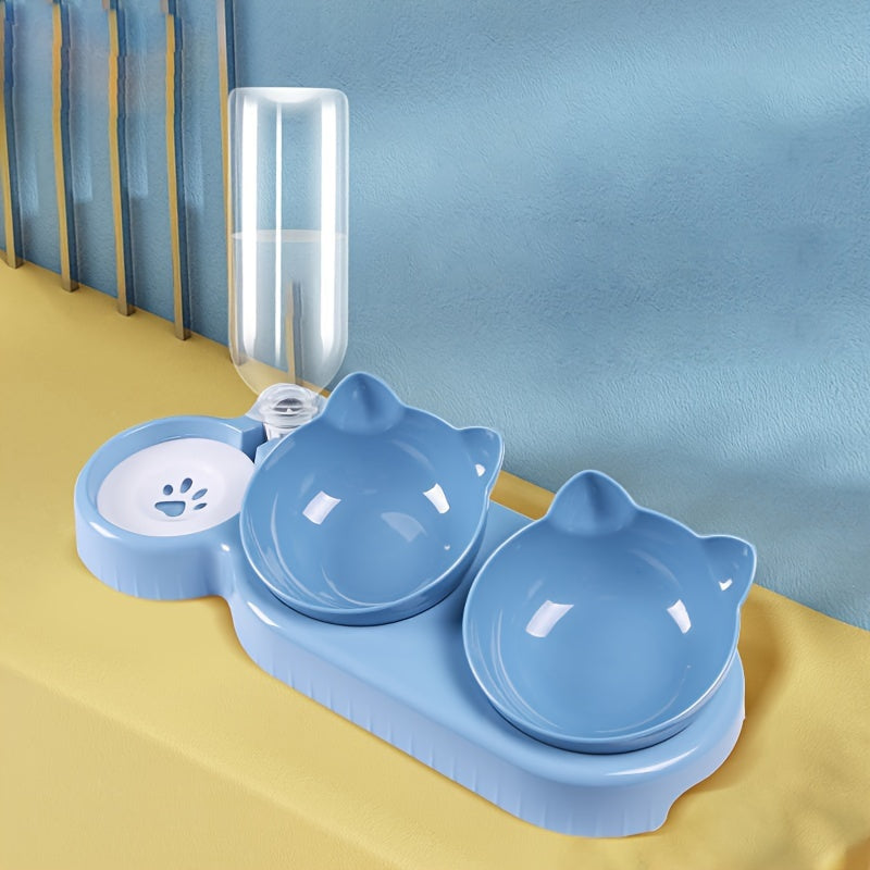 CATNIBBLE - Bols inclinés avec système d'eau gravitaire et design de cou protecteur