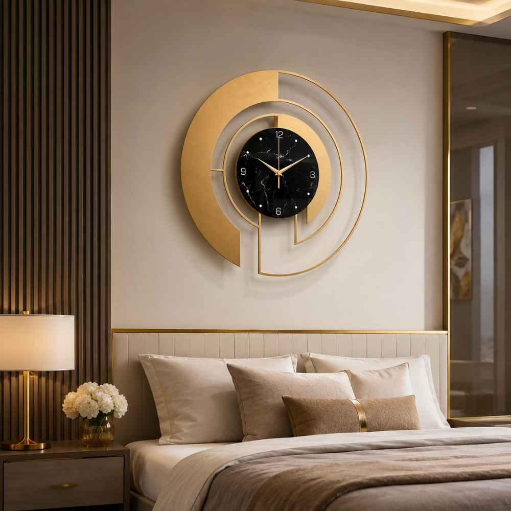 Horloge murale moderne en métal design en verre mouvement silencieux