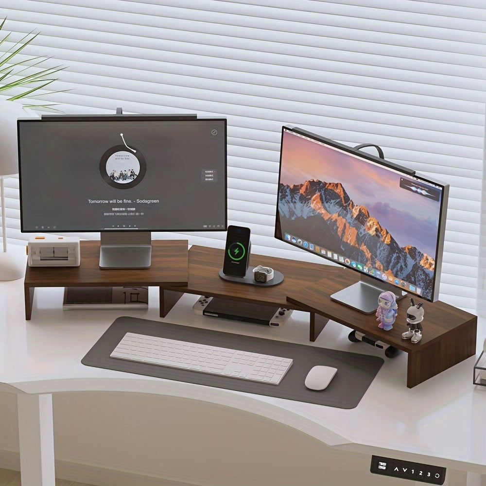 DUALDESK - Support de Moniteur Double Réglable avec Organisateur d'Ordinateur Portable et d'Accessoires