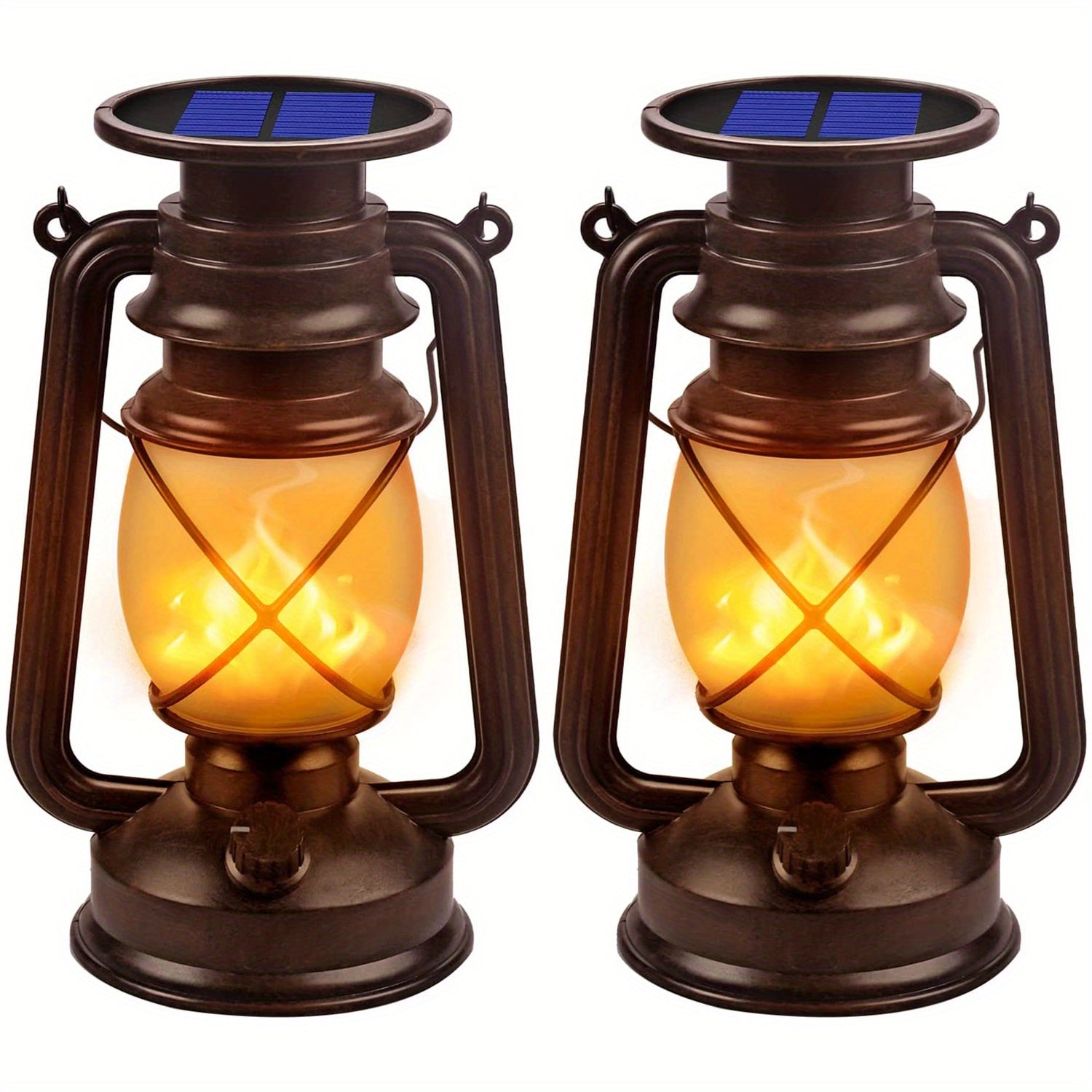 Ensemble de 2 Lanternes Solaires – Vintage Flammes Dansantes LED pour Jardin et Patio