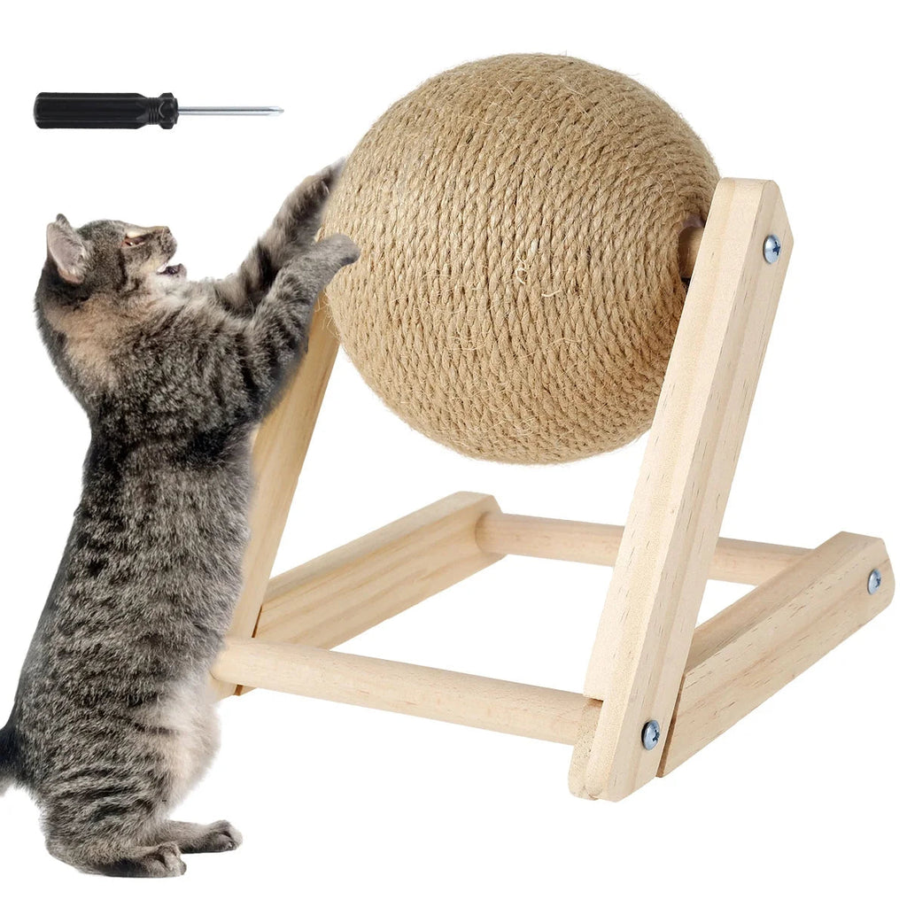 Scratchball pour chats – Jouet en sisal naturel avec base en bois massif
