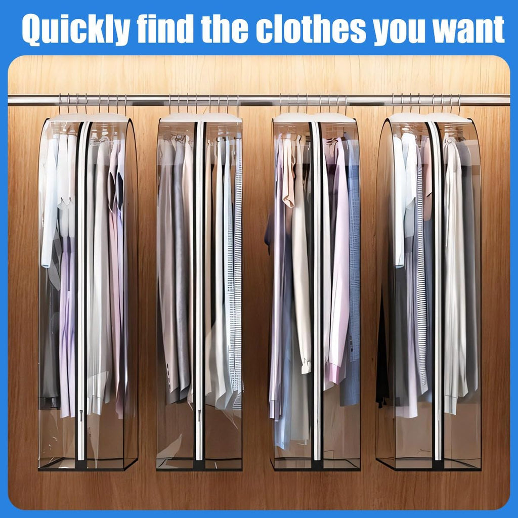 Housses de Vêtements Transparentes avec Inserts – Paquet de 6 Housses de Rangement à Fermeture Éclair Latérale
