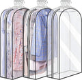 Housses de Vêtements Transparentes avec Inserts – Paquet de 6 Housses de Rangement à Fermeture Éclair Latérale