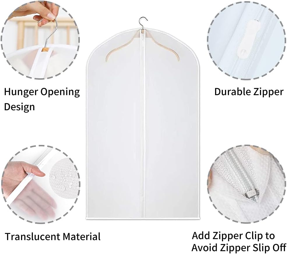 Sacs de Rangement pour Vêtements en PEVA Transparent – Pack de 12 Protecteurs de Vêtements Anti-Poussière