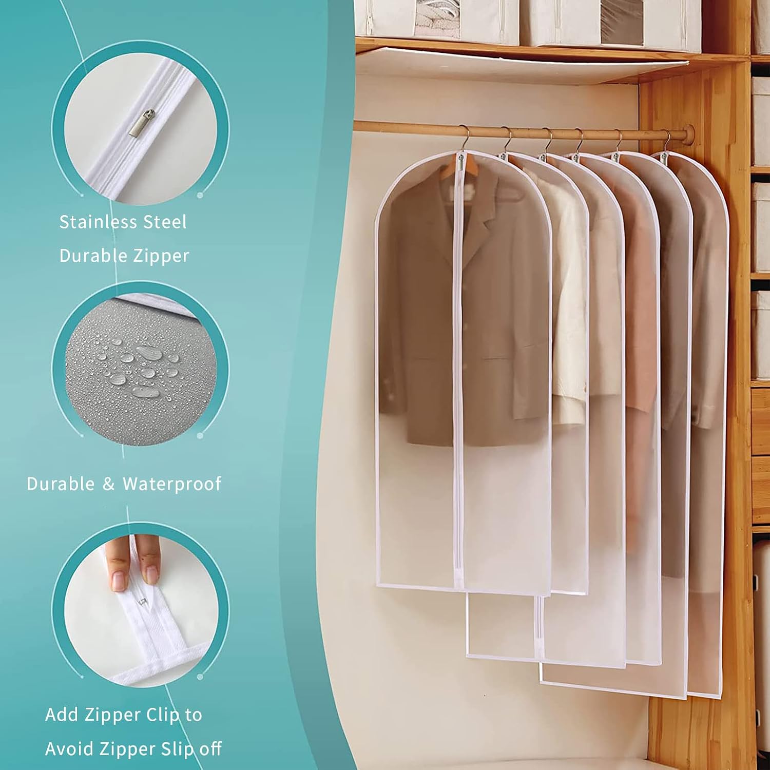 Sacs de Rangement pour Vêtements en PEVA Transparent – Pack de 12 Protecteurs de Vêtements Anti-Poussière