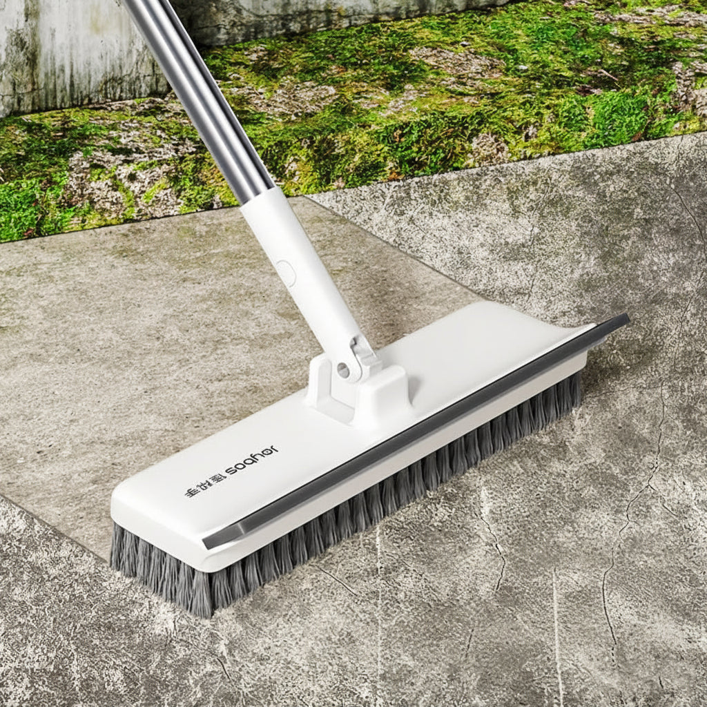 SCRUBFORCE - Brosse de sol rotative avec long manche et bord grattoir