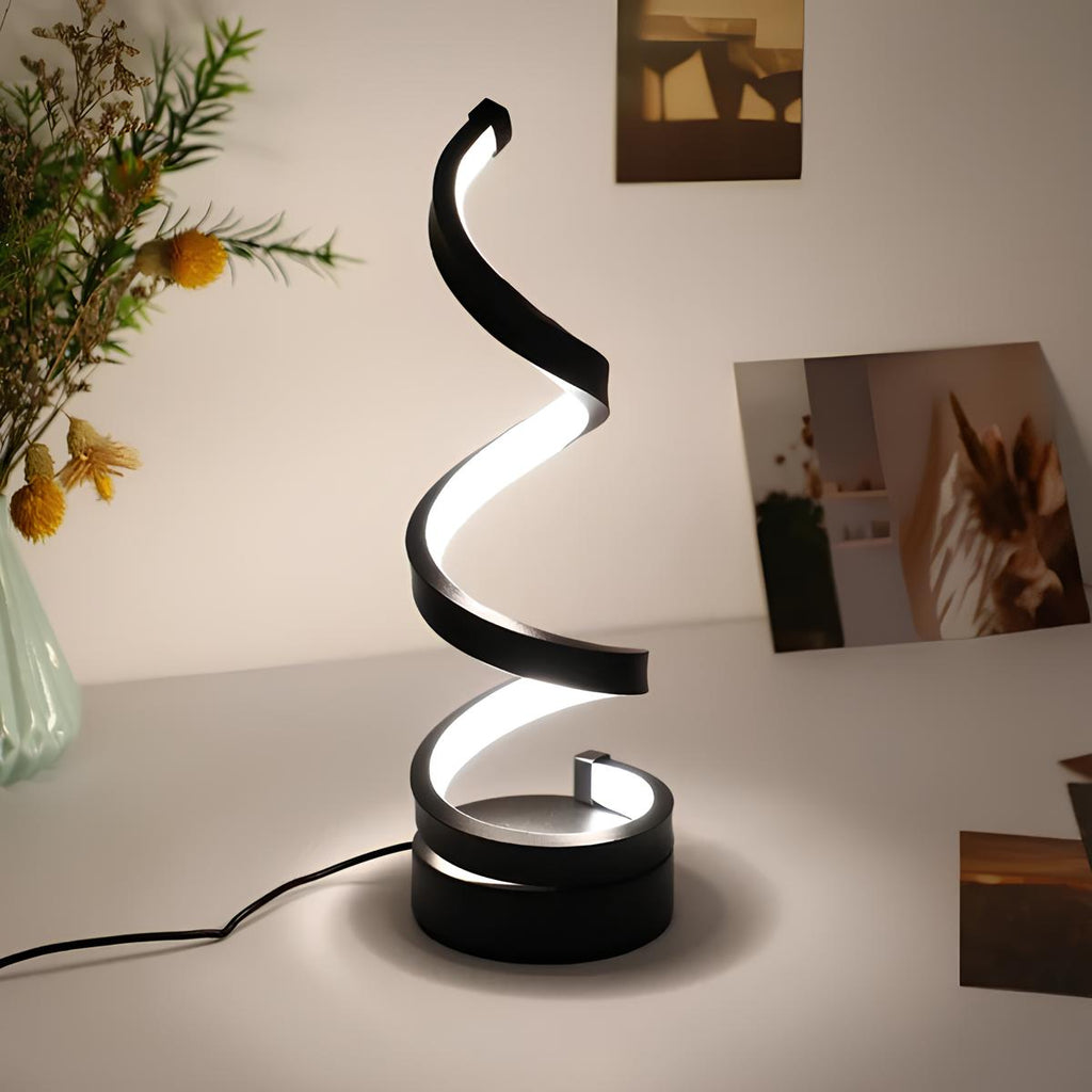 Lampe de bureau spiralée avec 3 niveaux de luminosité – sans fil et dimmable