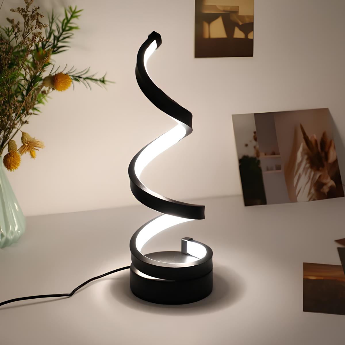 Lampe de bureau spiralée avec 3 niveaux de luminosité – sans fil et dimmable
