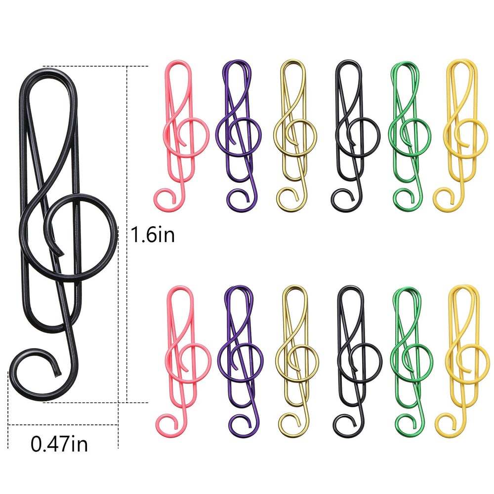MelodyClips™ | Pince à papier en forme de notes de musique – pour l'école, le bureau et des cadeaux créatifs