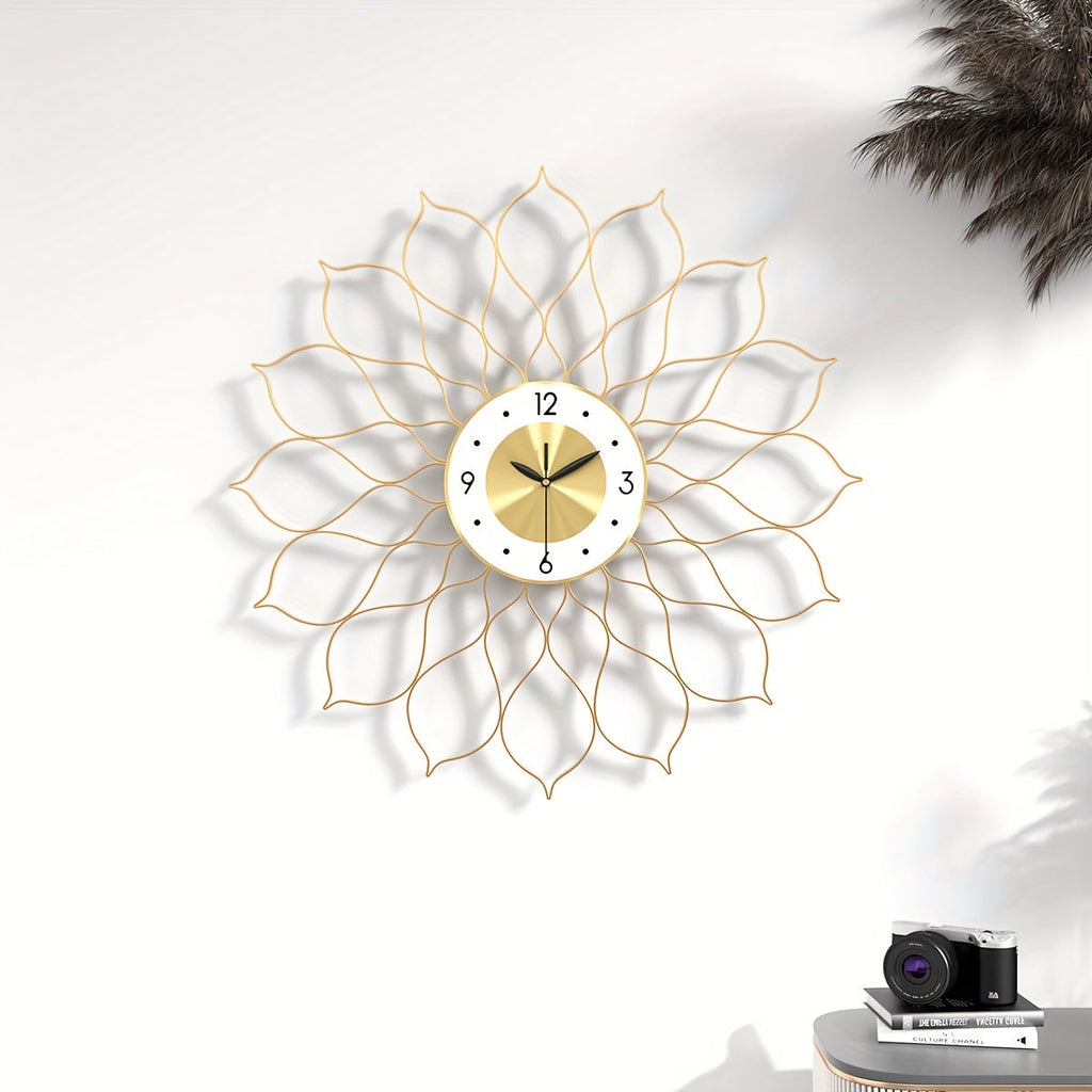 AURÉLIX – Horloge Murale de Luxe en Métal Doré