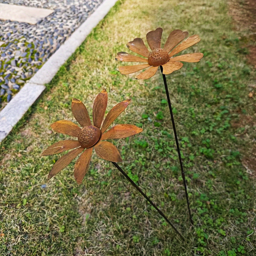 Tuteur de jardin en métal Fleur de camomille Sculpture 65 cm