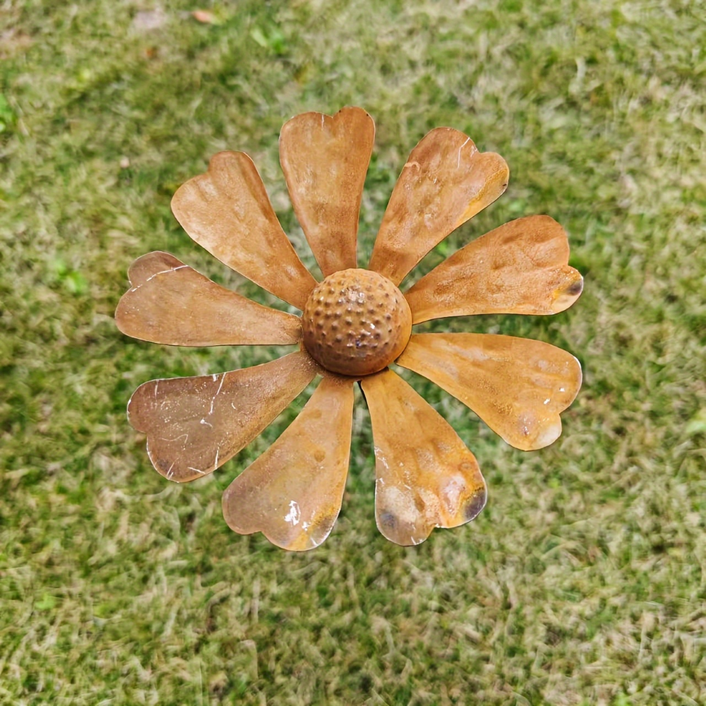 Tuteur de jardin en métal Fleur de camomille Sculpture 65 cm
