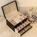 Organisateur de boîte à bijoux en cuir avec tiroirs