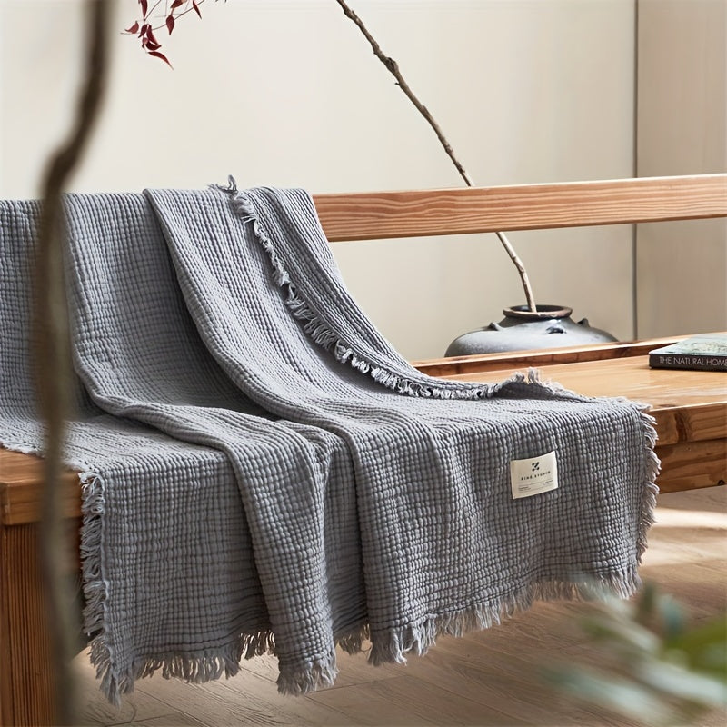 SOFTCLOUD – Couverture en Crêpe de Coton à 4 Couches pour un Confort Quotidien Respirant