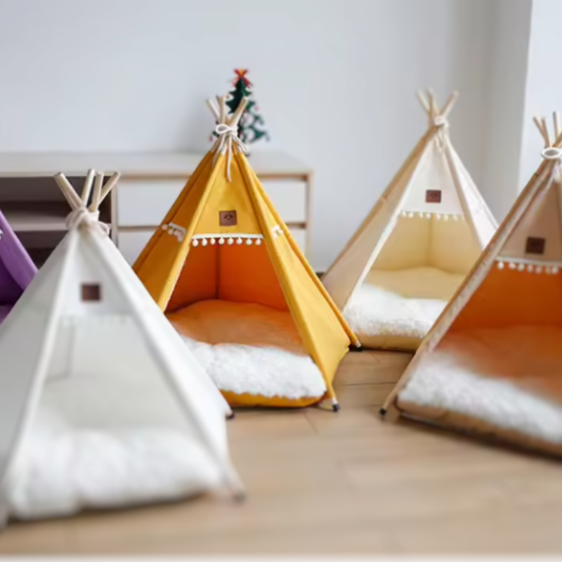 Teepee de Luxe pour Animaux de Compagnie en Toile pour Chats et Chiens