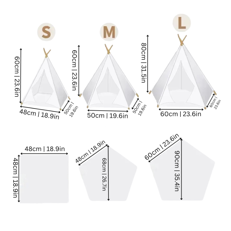 Teepee de Luxe pour Animaux de Compagnie en Toile pour Chats et Chiens