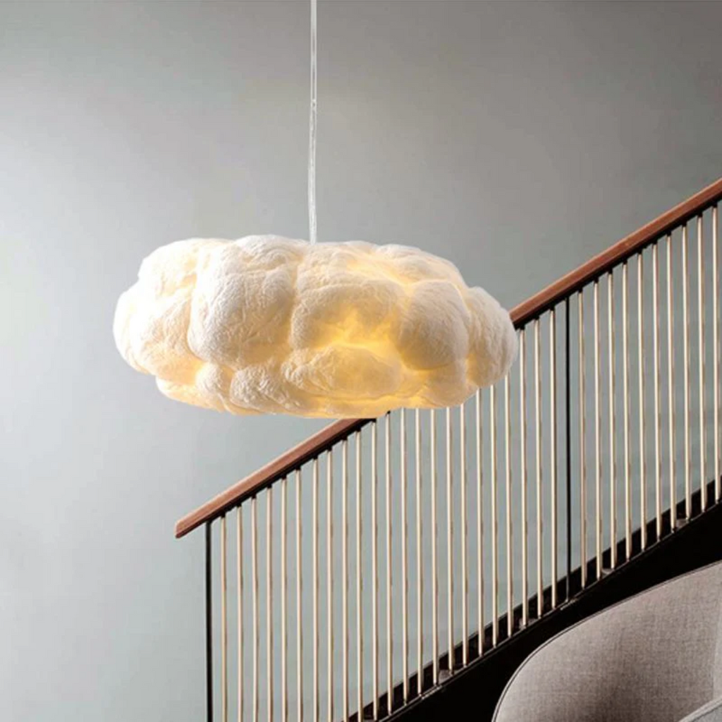 Lampe Suspendue LED Design Nuage Blanc PVC/Coton - Nimbus