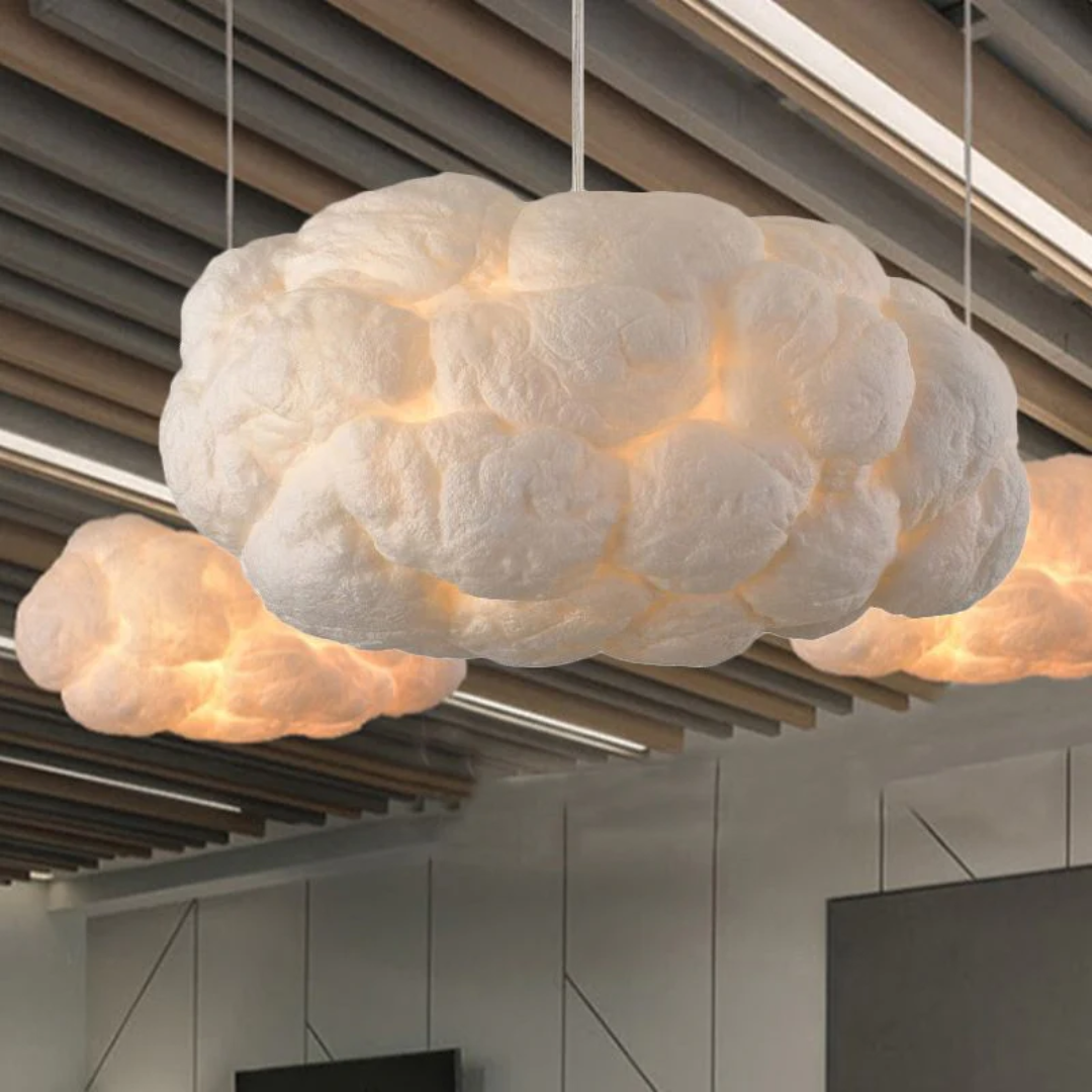 Lampe Suspendue LED Design Nuage Blanc PVC/Coton - Nimbus