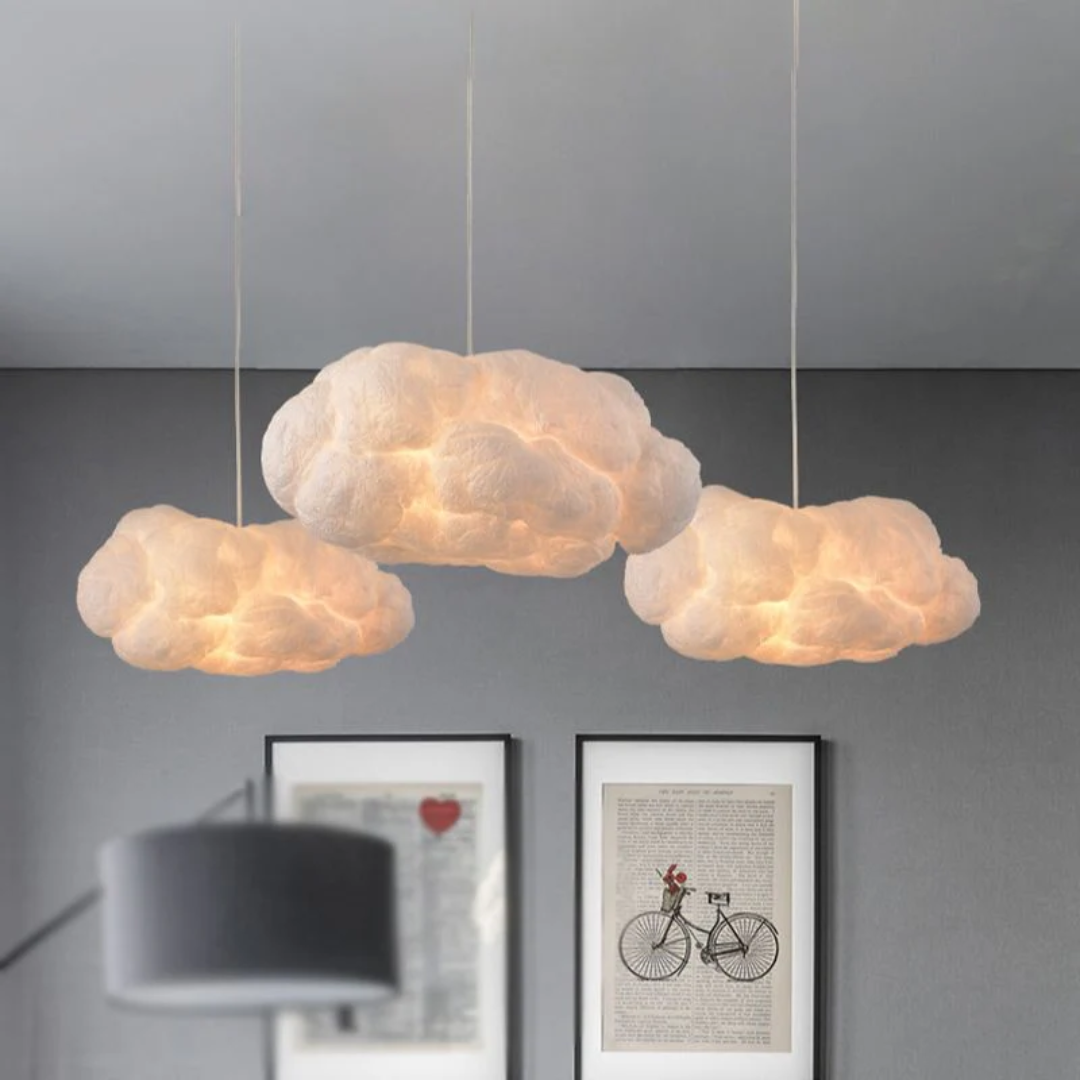 Lampe Suspendue LED Design Nuage Blanc PVC/Coton - Nimbus