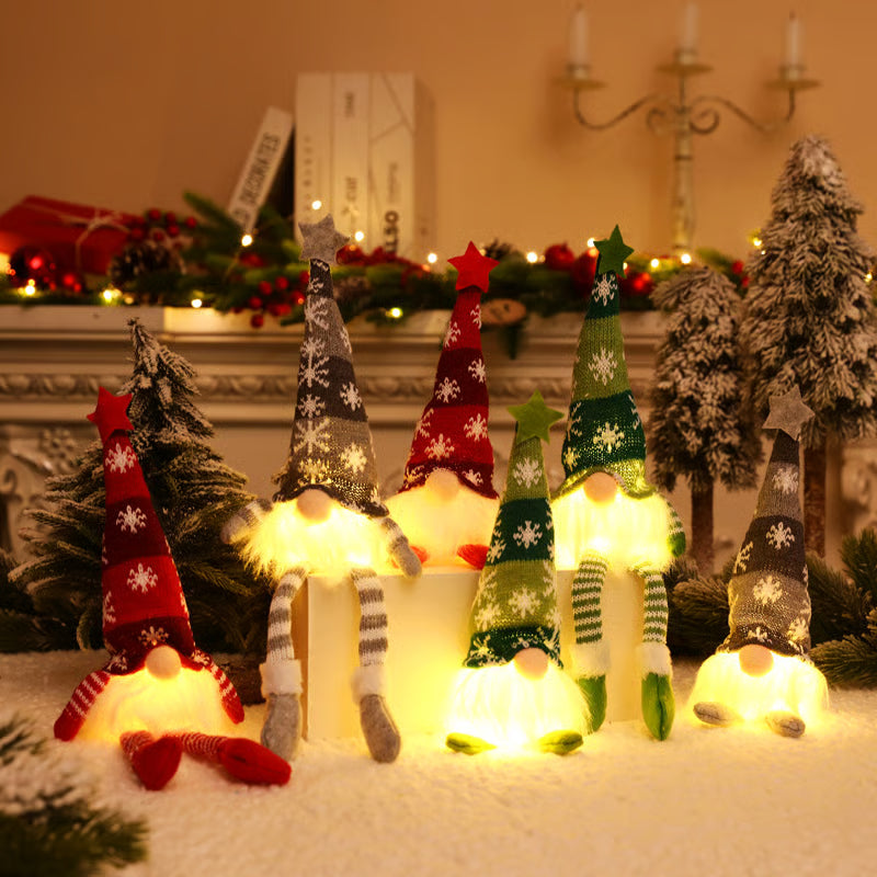 Lutin de Noël avec lumière LED | Figurine décorative faite à la main | Design nordique
