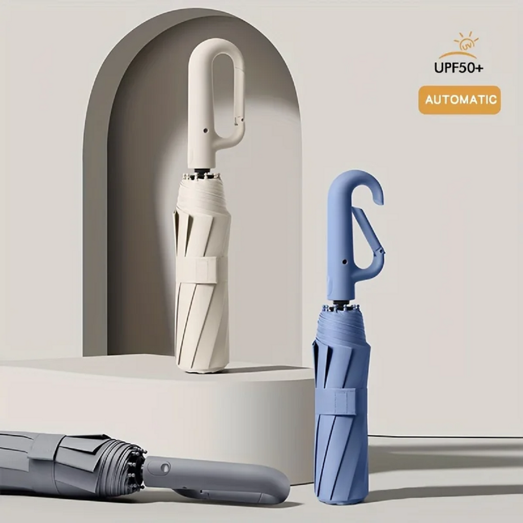 Skanto | Parapluie automatique pliable résistant au vent avec grande poignée à boucle – Compact et durable