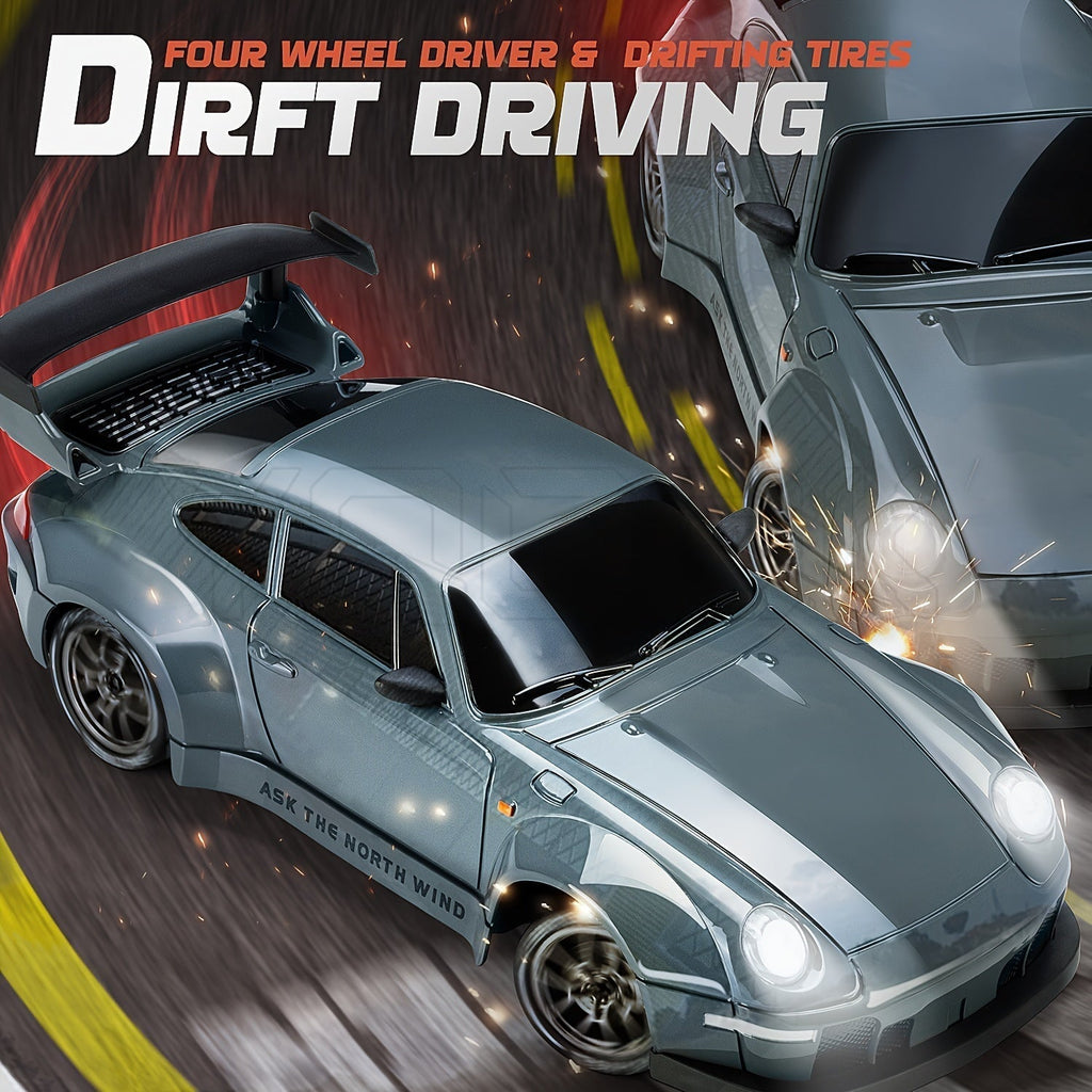 Skanto | Ultimate 1:24 Voiture de Drift RC avec roues LED – Jouet de course rechargeable 4WD