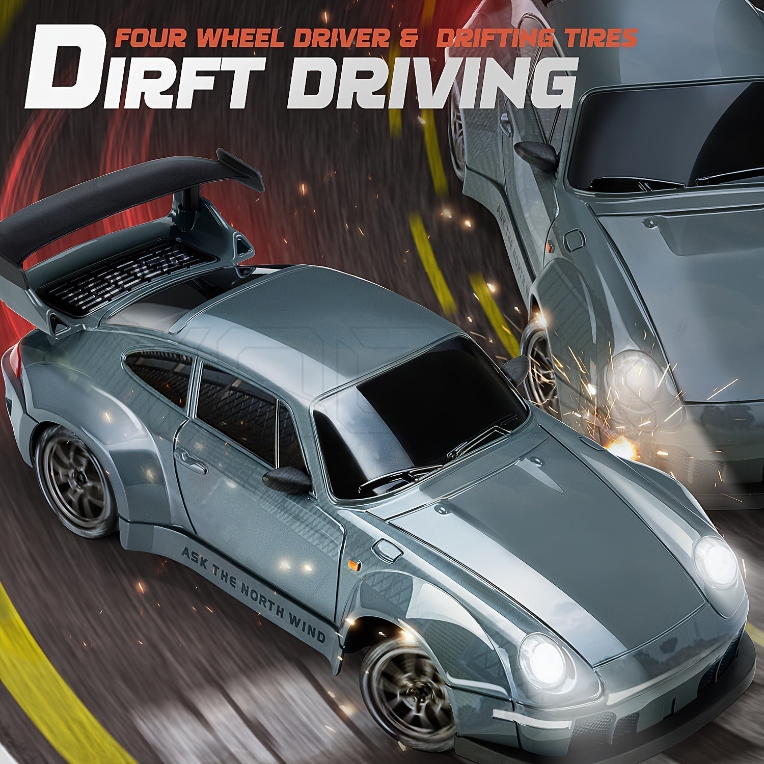 Skanto | Ultimate 1:24 Voiture de Drift RC avec roues LED – Jouet de course rechargeable 4WD