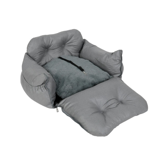 Lit de voiture pour chien avec harnais de sécurité, design imperméable
