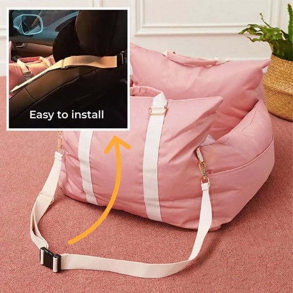 Lit de voiture pour chien avec harnais de sécurité, design imperméable