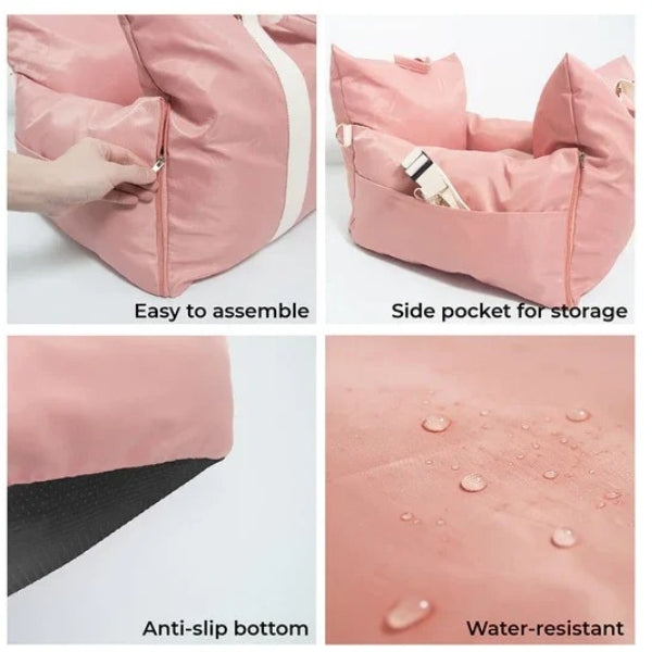 Lit de voiture pour chien avec harnais de sécurité, design imperméable