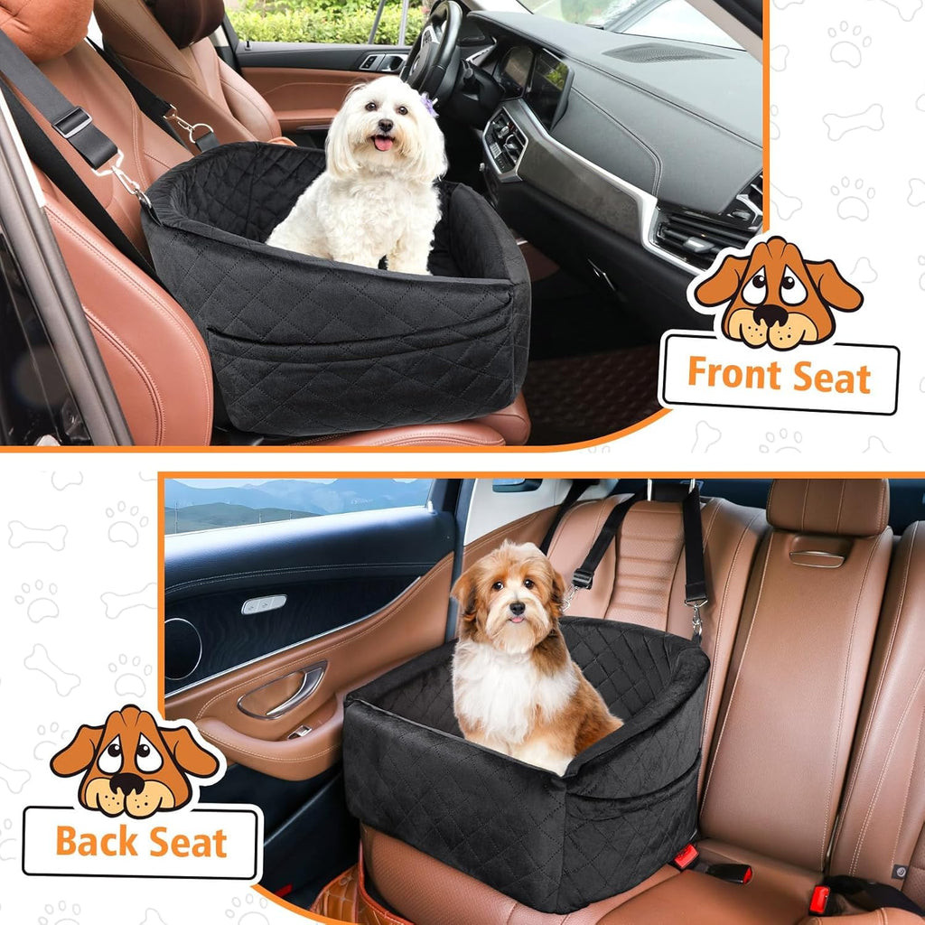 Siège pour chien avec ceinture de sécurité et compartiments de rangement