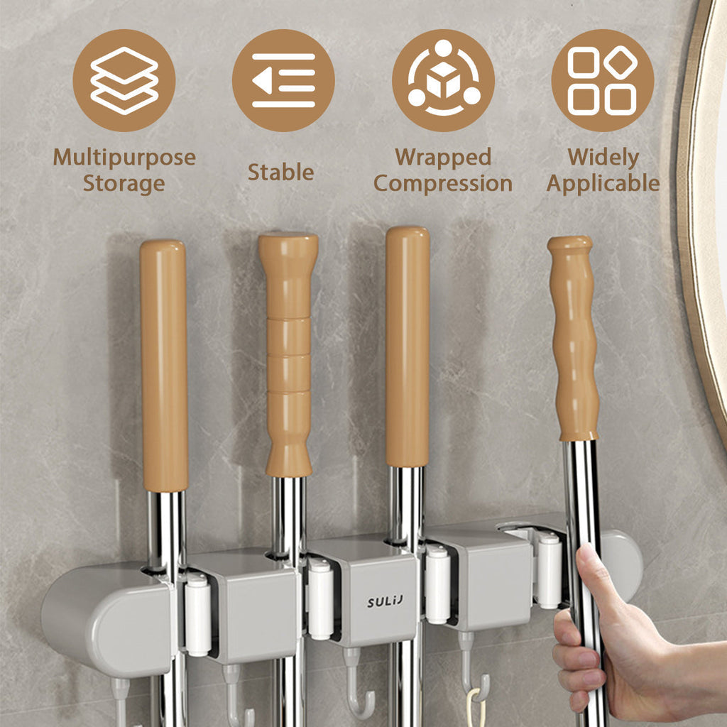 Support mural pour balais, mops et outils