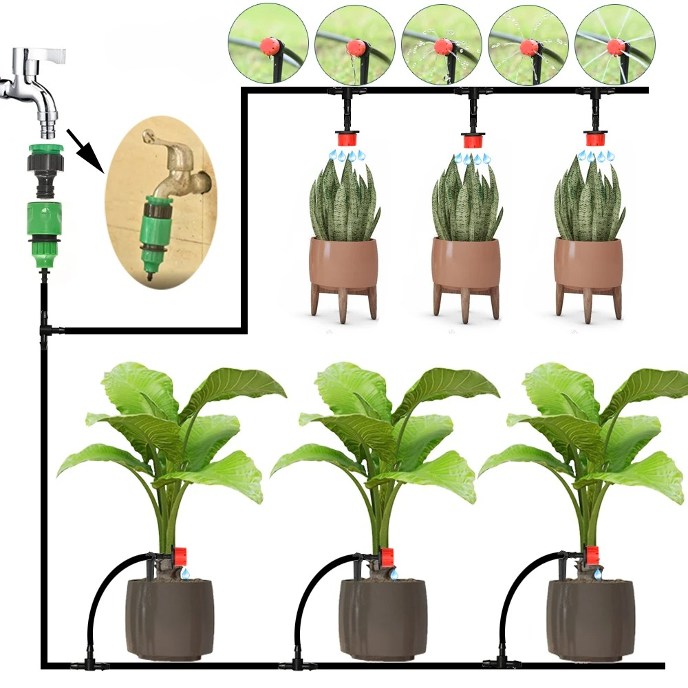 Kit d'irrigation pour plantes avec minuterie et goutte-à-goutte