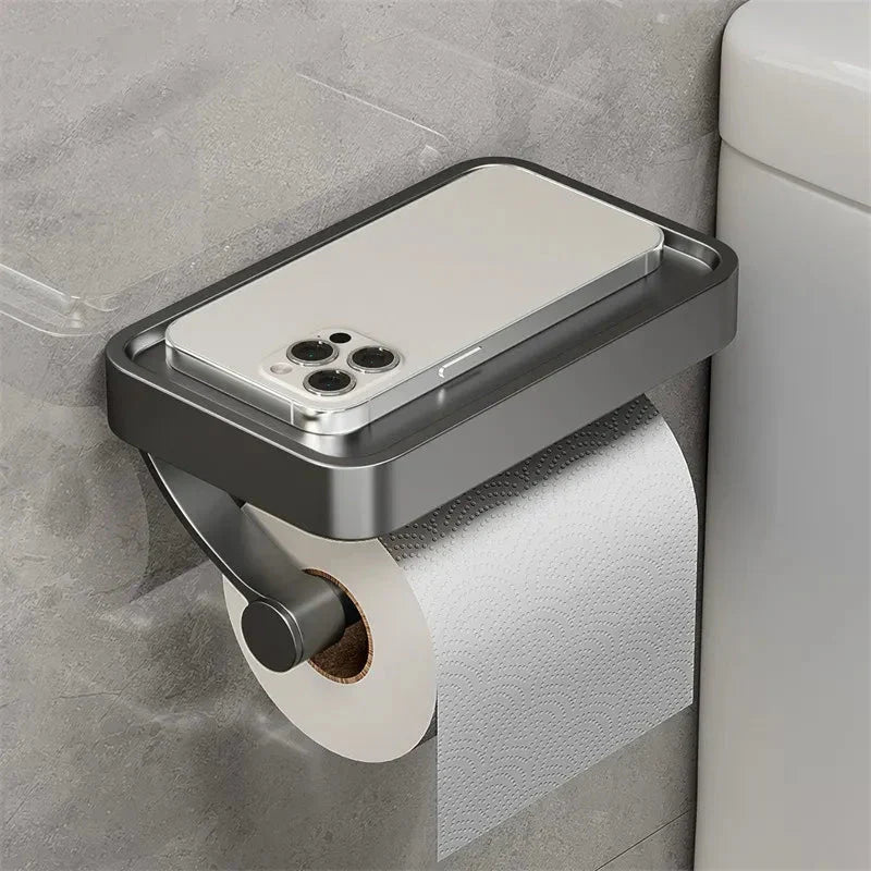 Support de papier toilette en acier inoxydable avec étagère
