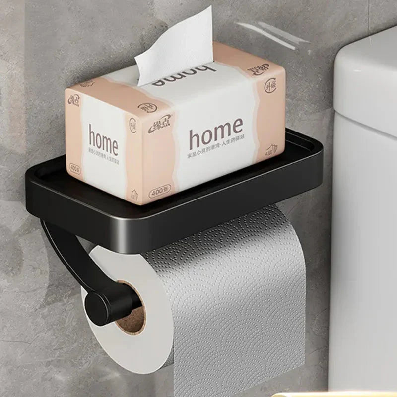 Support de papier toilette en acier inoxydable avec étagère