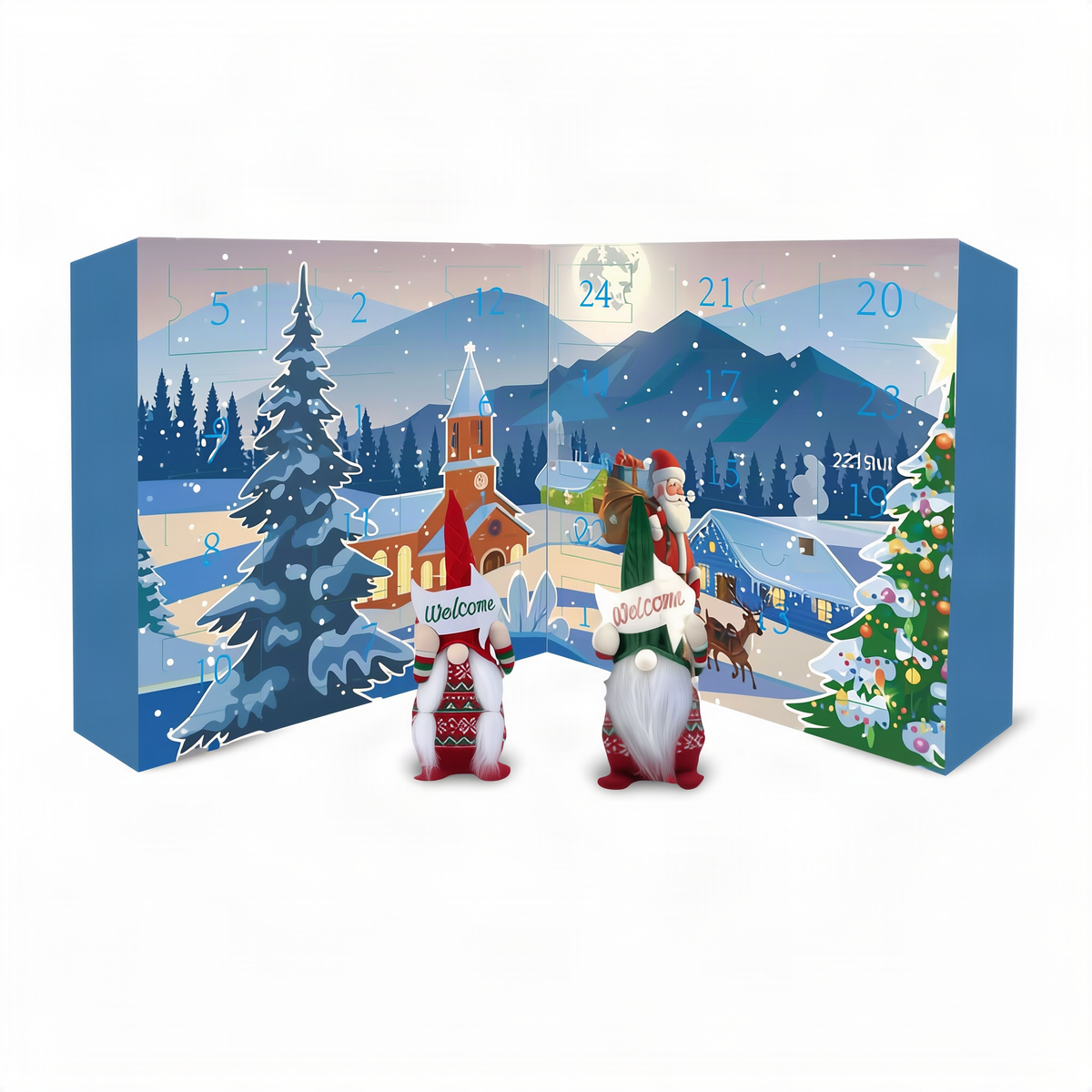 Calendrier de l'Avent avec des gnomes de Noël, 24 pièces