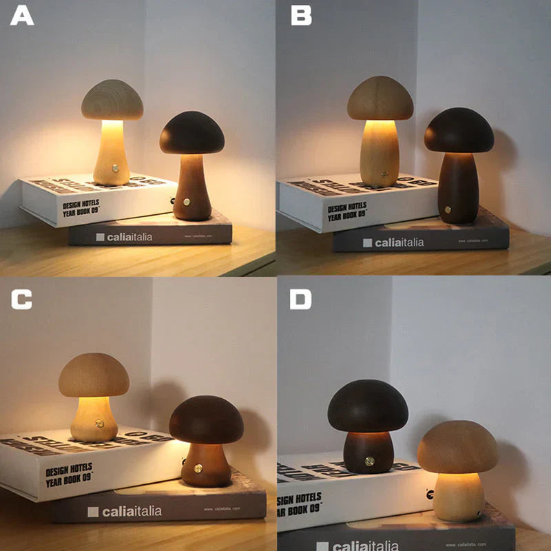 Lampe de nuit LED en bois - GlowShroom